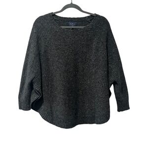 April Marin Charcoal Speckled Wool Alpace Sweater Cape Women's One Size Boho